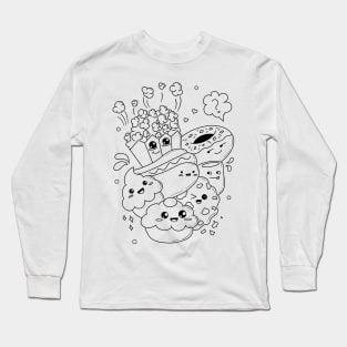 Doodle food cartoon Long Sleeve T-Shirt